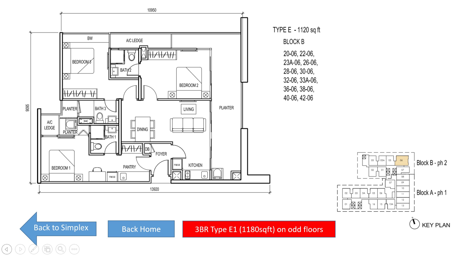 The Luxe KL Floor Plan 3BR Simplex - Type E (1120sqft)