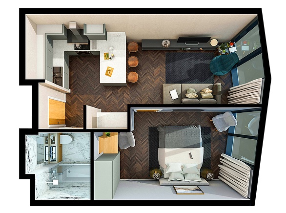 Infinity-waters-liverpool-floor-plan-1Bedroom 40sqm